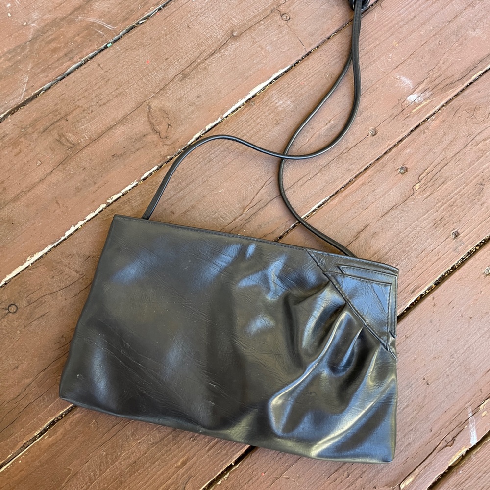 Partners by Mervyn's Trendy Clutch Leather Black Bag
